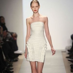 Herve Leger Embellished White Dress